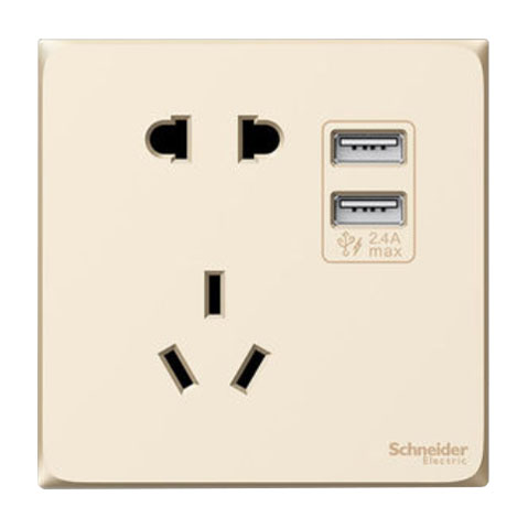 施耐德-皓呈-金-五孔带USB